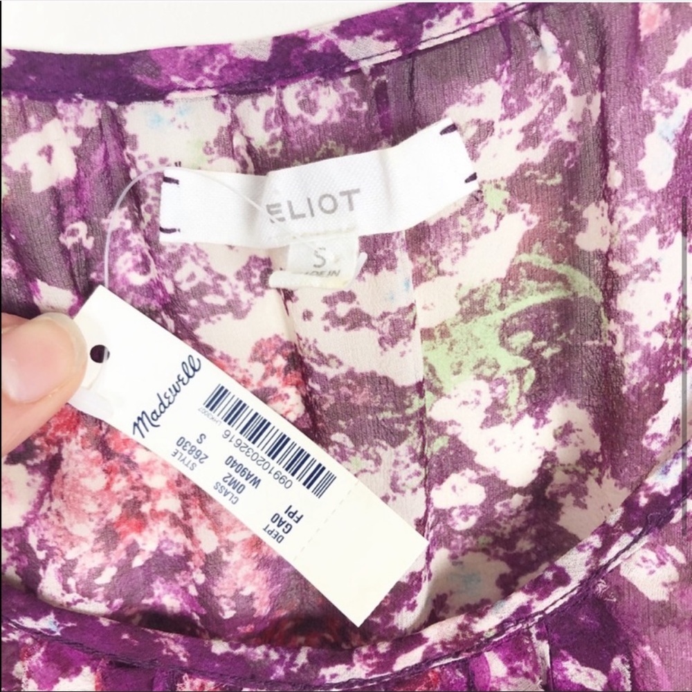 Madewell Eliot purple watercolor silk tank top B2 - Picture 4 of 5